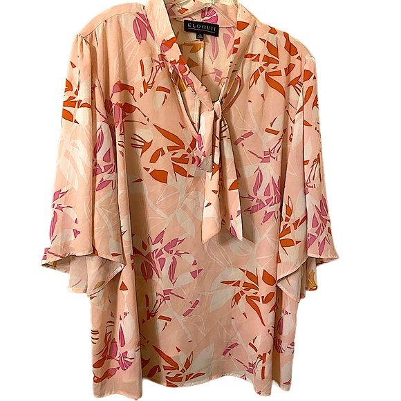 Eloquii Women’s Floral Bow Blouse Multicolor Print Size 18. - Picture 1 of 5